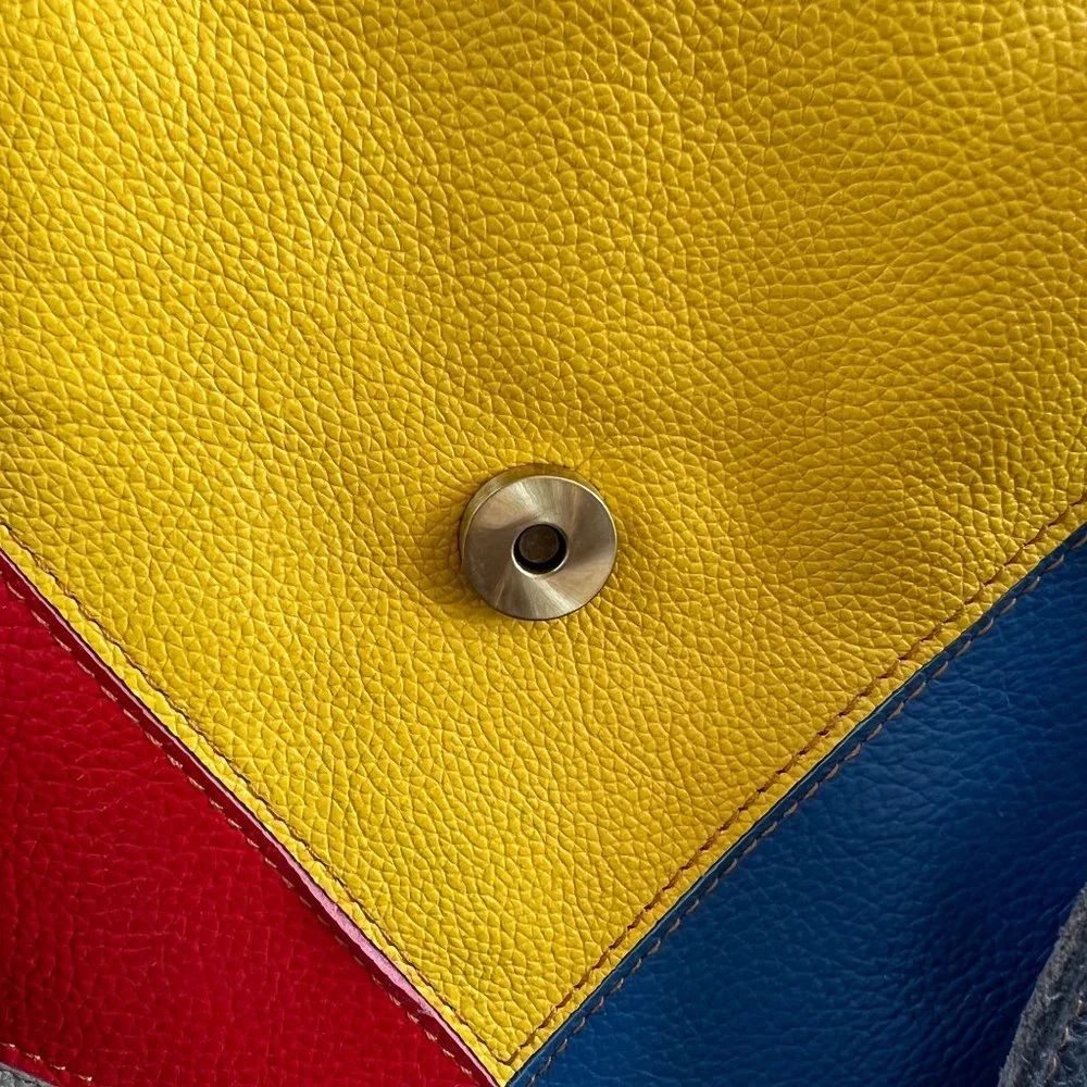 NWT AmeriLeather Thea Leather Tote Bag Boho Colorful Purse Studs Brass P… - Picture 8 of 14
